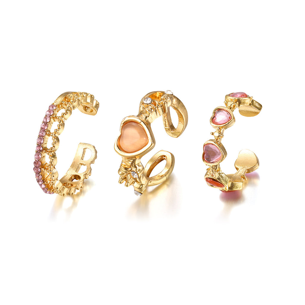 Damen Ring-Set mit herzförmigen und floralem Design Shop Nory