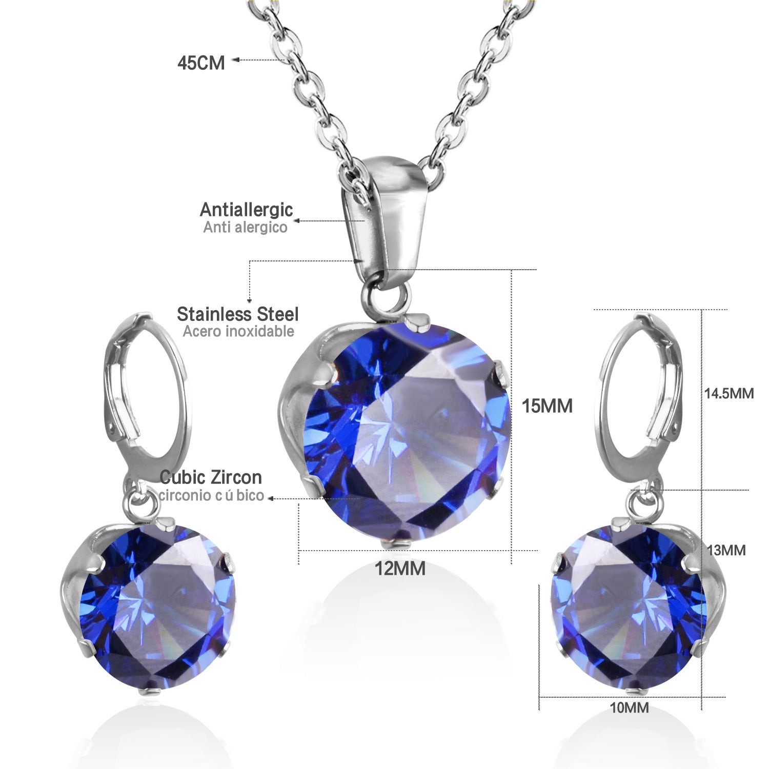 Damen Schmuckset mit funkelndem Zirkonia-Anhänger und Ohrringen aus hochwertigem Edelstahl Shop Nory
