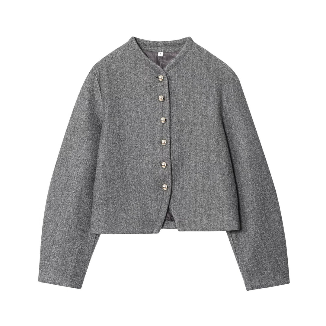 Damen Kurzjacke aus Wollmix mit Rundhals und Zierknopfleiste Shop Nory