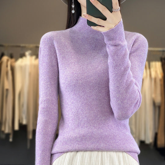 Damen Premium-Feinstrick-Mockneckpullover mit extra langen Ärmelabschlüssen und feiner Rippenstruktur Shop Nory