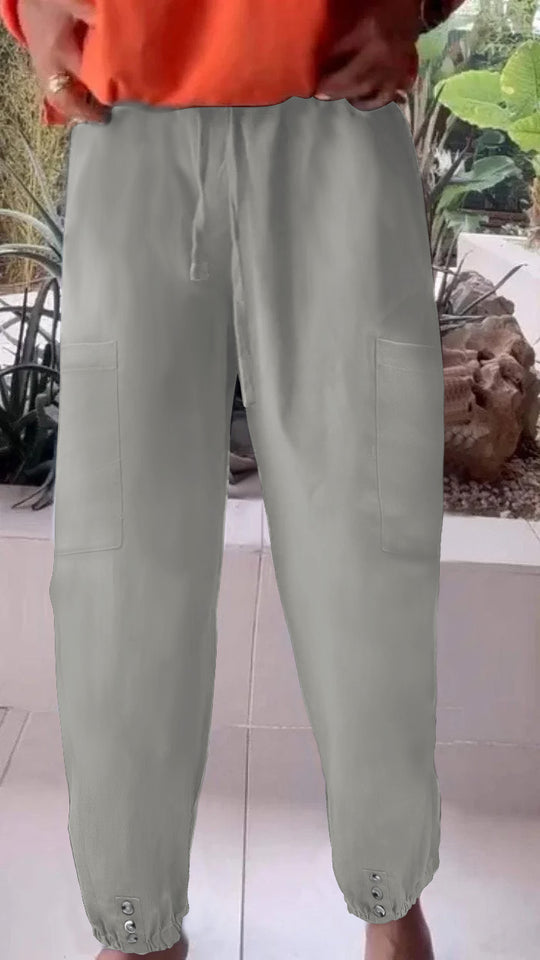 Damen Cargo-Jogginghose mit Kordelzug, aufgesetzten Taschen und Knopfmanschetten Shop Nory