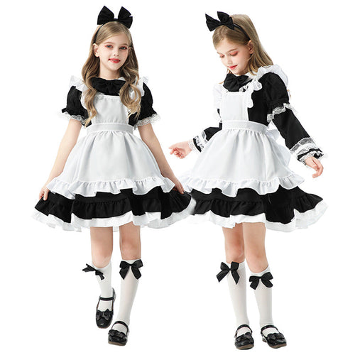 Mädchen verspieltes Dienstmädchenkleid mit Rüschendetails Shop Nory