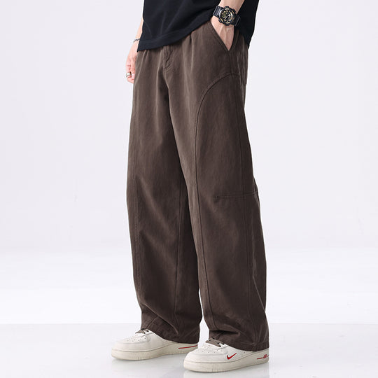 Herren Locker geschnittene Utility-Hose mit weitem Bein, markanten Ziernähten und elastischem Bund Shop Nory