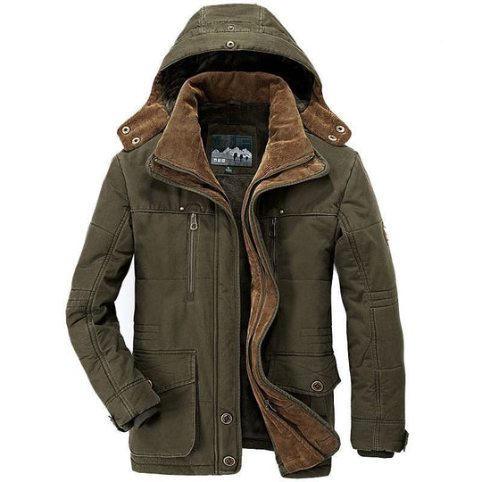Herren Canvas-Parka mit Cord-Innenkragen, abnehmbarer Kapuze und wärmender Thermofütterung Shop Nory