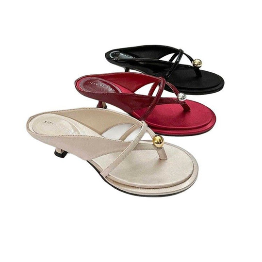 Damen Elegante Mule‑Sandalette mit Zehenring, filigranen Riemchen und sculpted Kitten‑Absatz Shop Nory