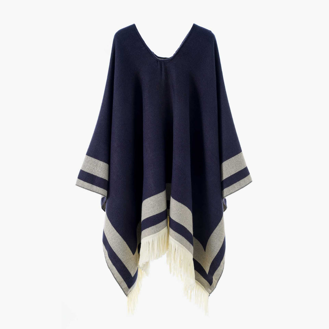 Damen Oversize Poncho-Cape mit V-Ausschnitt und Fransensaum Shop Nory