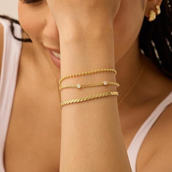 Damen Fußkettchen-Set mit eleganten Zirkonia-Akzenten Shop Nory