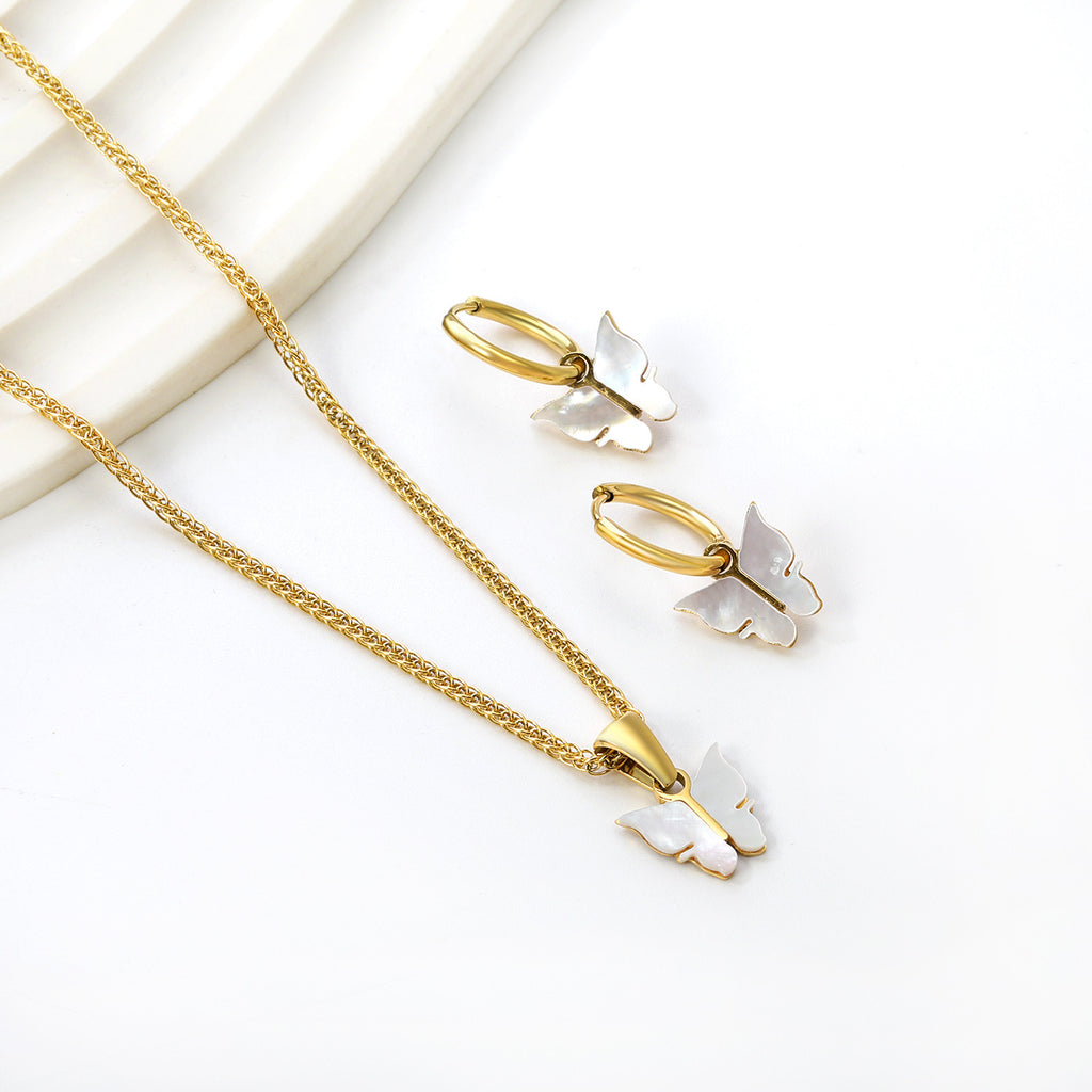Damen Schmuckset mit filigranen Schmetterlingsanhängern und Ohrringen Shop Nory