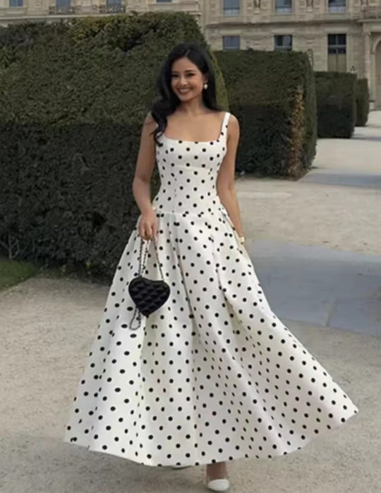Damen Polka-Dot Cocktailkleid mit raffiniertem Rock Shopnory