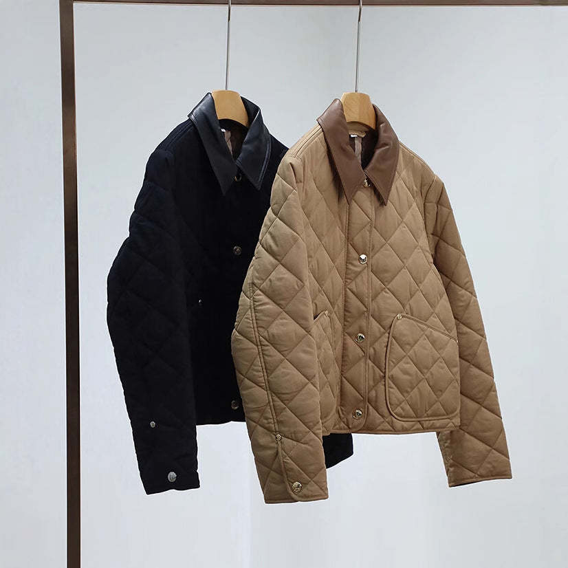 Damen Steppjacke mit hochwertigem Lederkragen Shop Nory