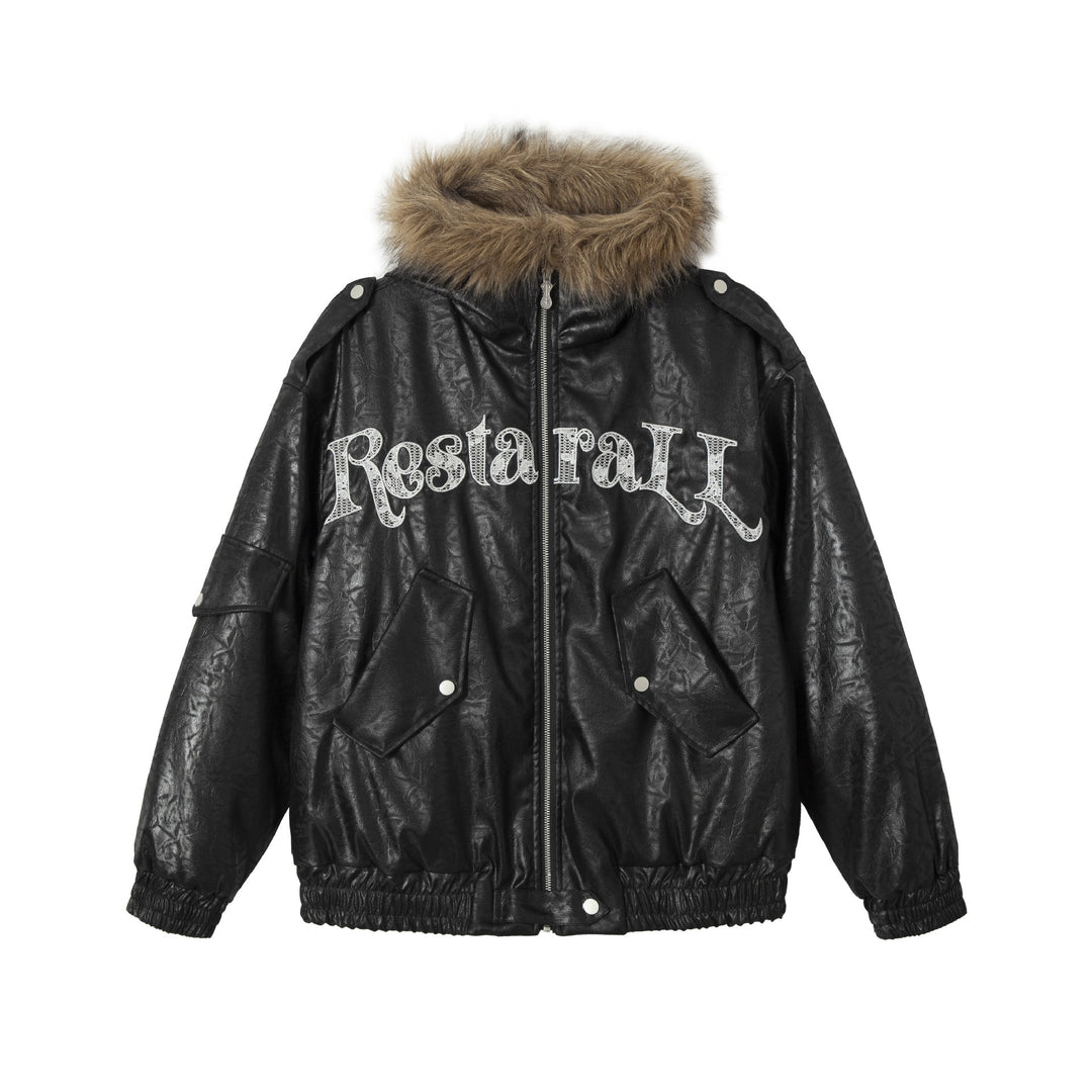 Herren Gepolsterter Oversize-Bomber mit Kunstpelzkragen und Utility-Taschen Shop Nory