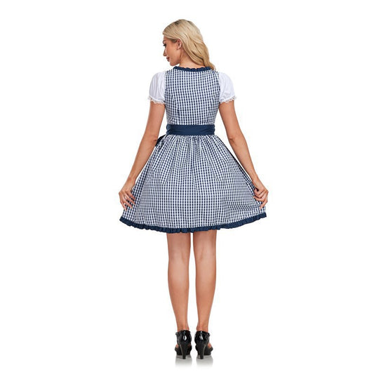 Damen nan kurzes traditionelles Dirndlkleid mit Schnürung, Puffärmeln und Schleifenschürze Shop Nory