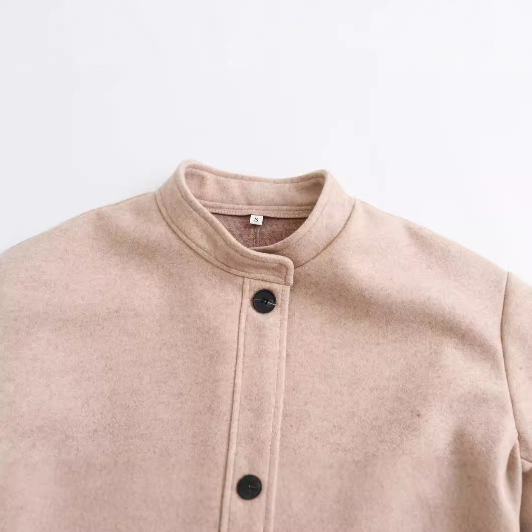 Damen Kurzjacke im Wollmix mit Rundhals, Oversize‑Passform und großen aufgesetzten Taschen Shop Nory
