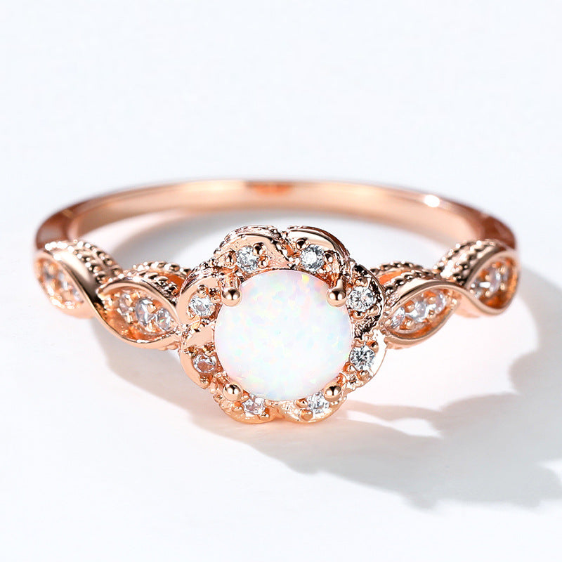Damen Ring mit funkelndem Opal und floralem Design Shop Nory