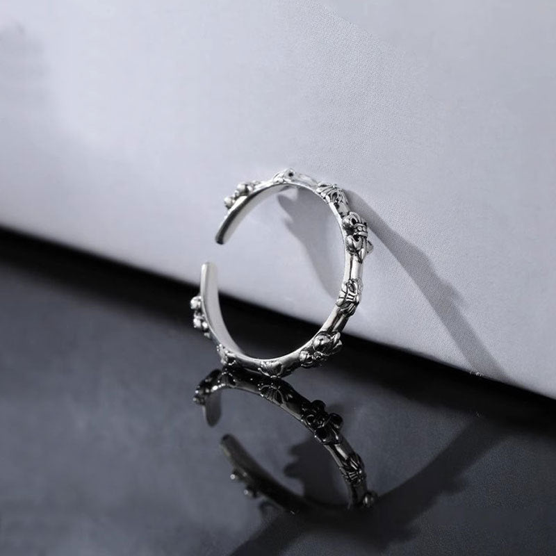 Damen Offener Ring mit floralem Design und kunstvollen Details Shop Nory