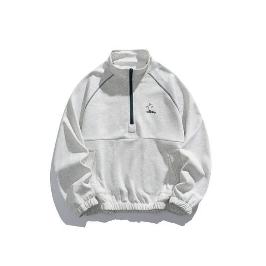 Unisex Oversize-Halbzip-Fleecepullover mit Stehkragen, Raglanärmeln und Kängurutasche Shop Nory
