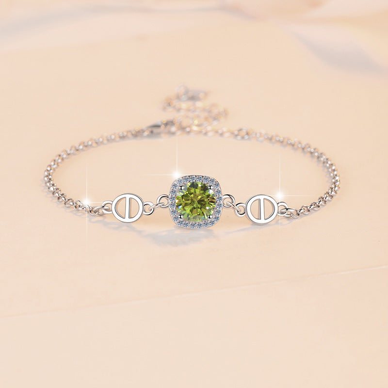 Damenarmband mit strahlend gelbem Kristall und funkelndem Zirkonia-Rahmen Shop Nory