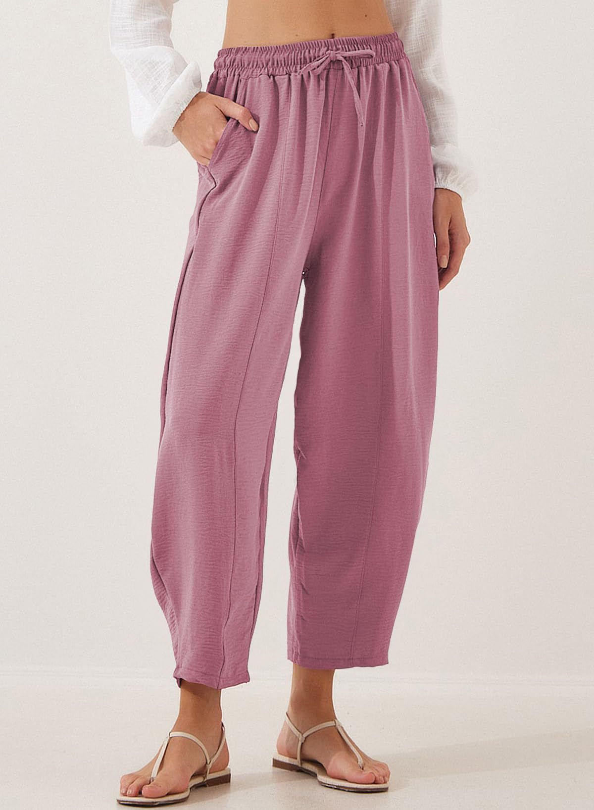 Damen lässige Freizeithose mit elastischem Bund und praktischen Seitentaschen