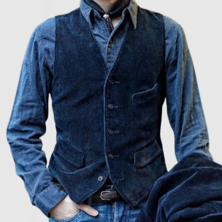Herren Cordweste im rustikalen Look mit praktischen Taschen