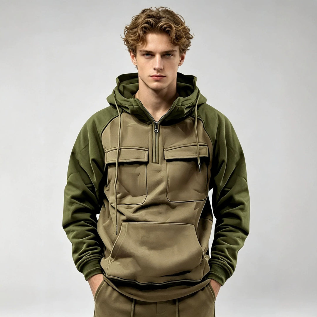 Herren Sportlicher Kapuzenpullover mit Funktionalen Taschen