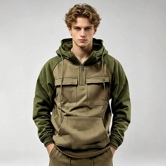 Herren Sportlicher Kapuzenpullover mit Funktionalen Taschen