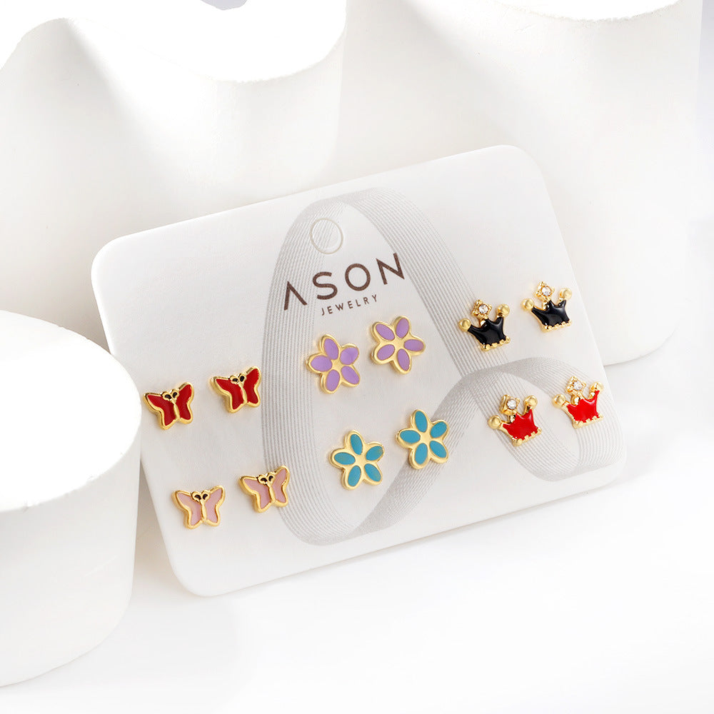 Damen Edelstahl Ohrstecker mit buntem Motiv Shop Nory