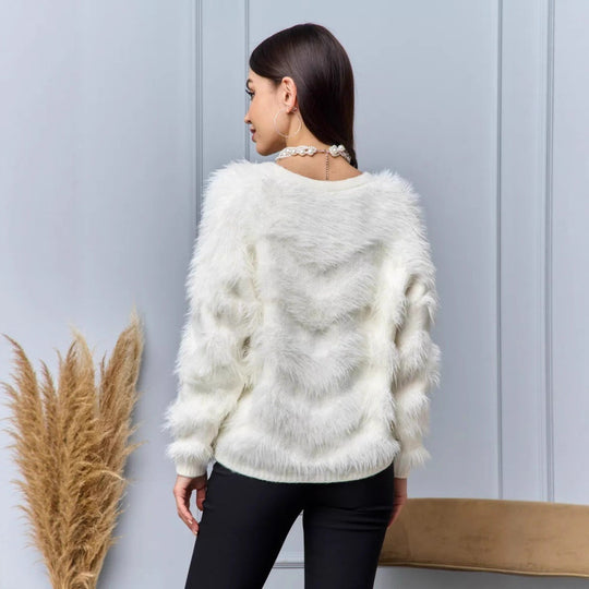 Damen Flauschige Strickjacke mit Knopfdetails Shop Nory