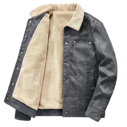 Herren Teddygefütterte Canvasjacke im Pilotenstil mit Kontrastnähten Shop Nory