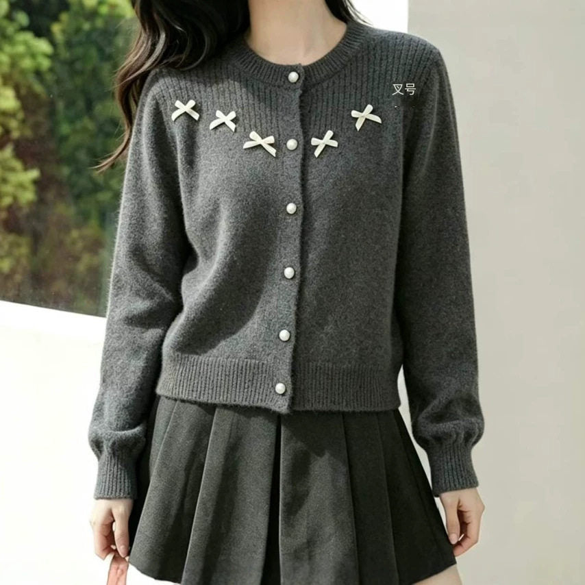 Damen Flauschiger Strickcardigan mit Perlen-Details Shop Nory