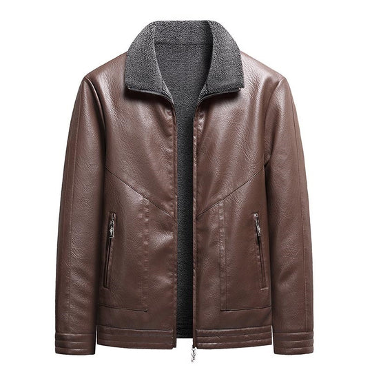 Herren Elegante Kunstlederjacke mit hohem Kragen Shop Nory