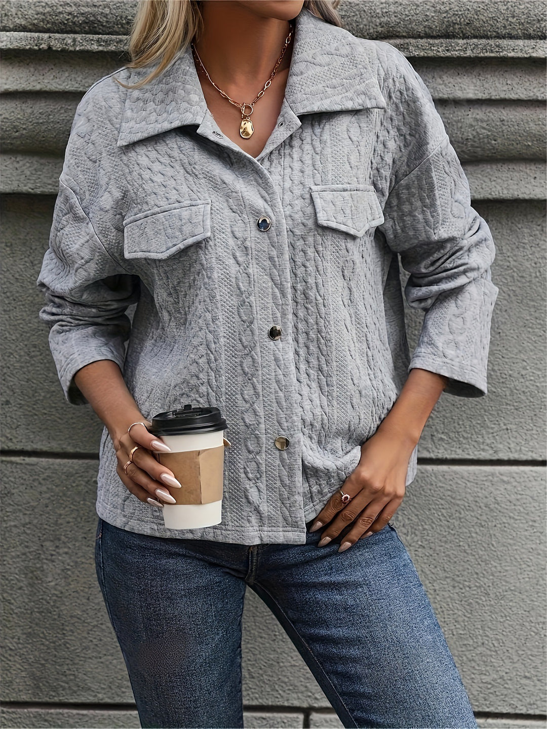 Damen Strukturierte Stepp-Hemdjacke mit Pattentaschen Shop Nory