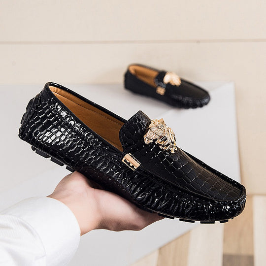 Damen lackierte Mokassin-Fahrerhalbschuhe mit Krokoprägung, weichem Lederfutter und profilierter Noppenlaufsohle Shop Nory