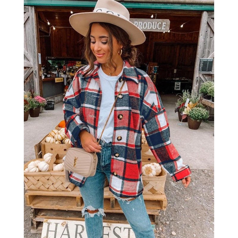 Damen Karierte Flanelljacke