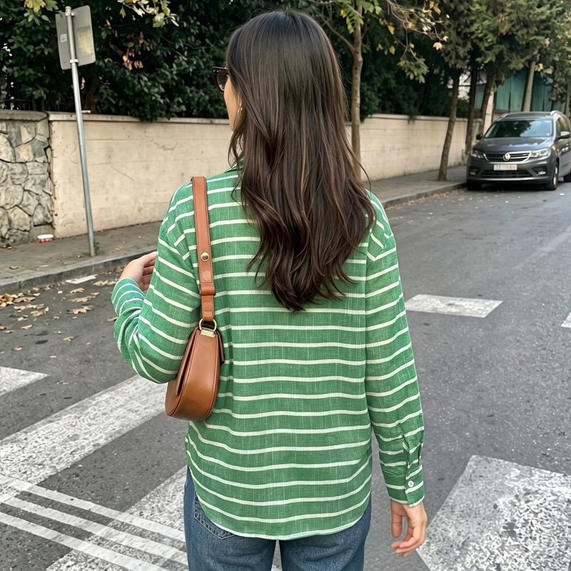 Damen Lässige Streifenbluse Shop Nory