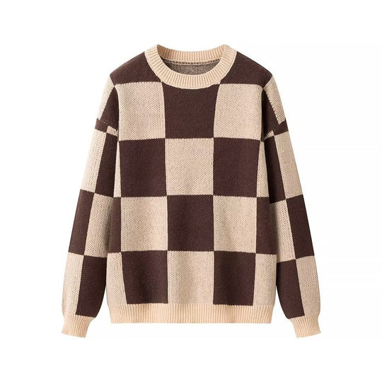 Damen Oversize-Strickpullover mit großem Karo‑Muster und geripptem Saum Shop Nory