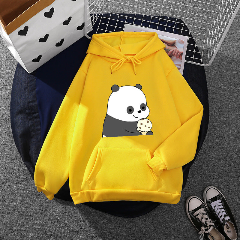 Damen nan oversized Kapuzenpullover im Streetstyle mit weichem Fleece-Innenfutter, Kängurutasche und farbenfrohem Cartoon-Katzen-Planet-Print Shop Nory