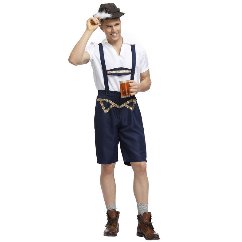 Herren nan traditionelle Oktoberfest Lederhose kurz mit verstellbaren Trägern und Zierstickerei Shop Nory