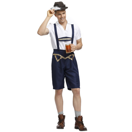 Herren nan traditionelle Oktoberfest Lederhose kurz mit verstellbaren Trägern und Zierstickerei Shop Nory