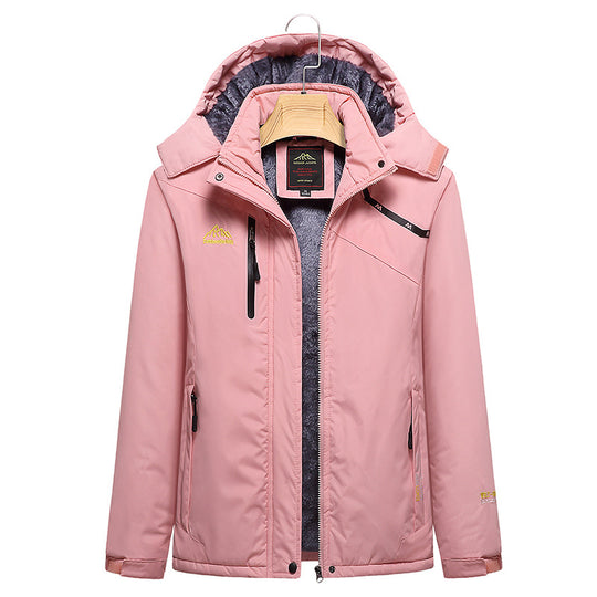 Damen Wattierte Winterjacke mit Fleece‑Innenfutter, abnehmbarer Kapuze und wasserdichter Softshell-Außenlage Shop Nory