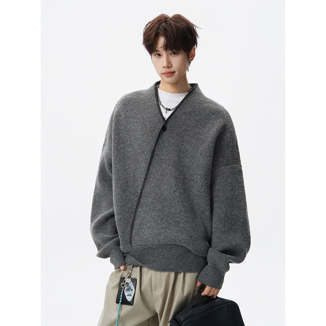 Herren Großer Strickpullover mit Knopfleiste Shop Nory