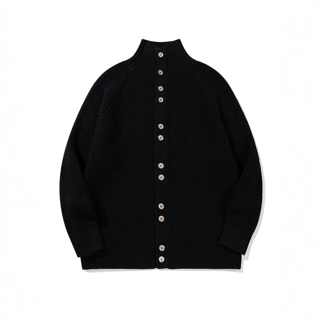 Damen Grobgestrickter Long-Cardigan mit Stehkragen und durchgehender Knopfleiste Shop Nory