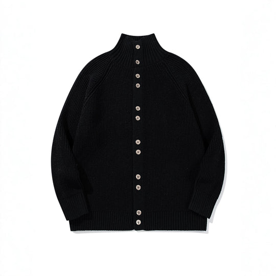 Damen Grobgestrickter Long-Cardigan mit Stehkragen und durchgehender Knopfleiste Shop Nory