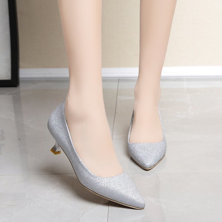 Damen schimmernde Pumps mit elegantem Blockabsatz
