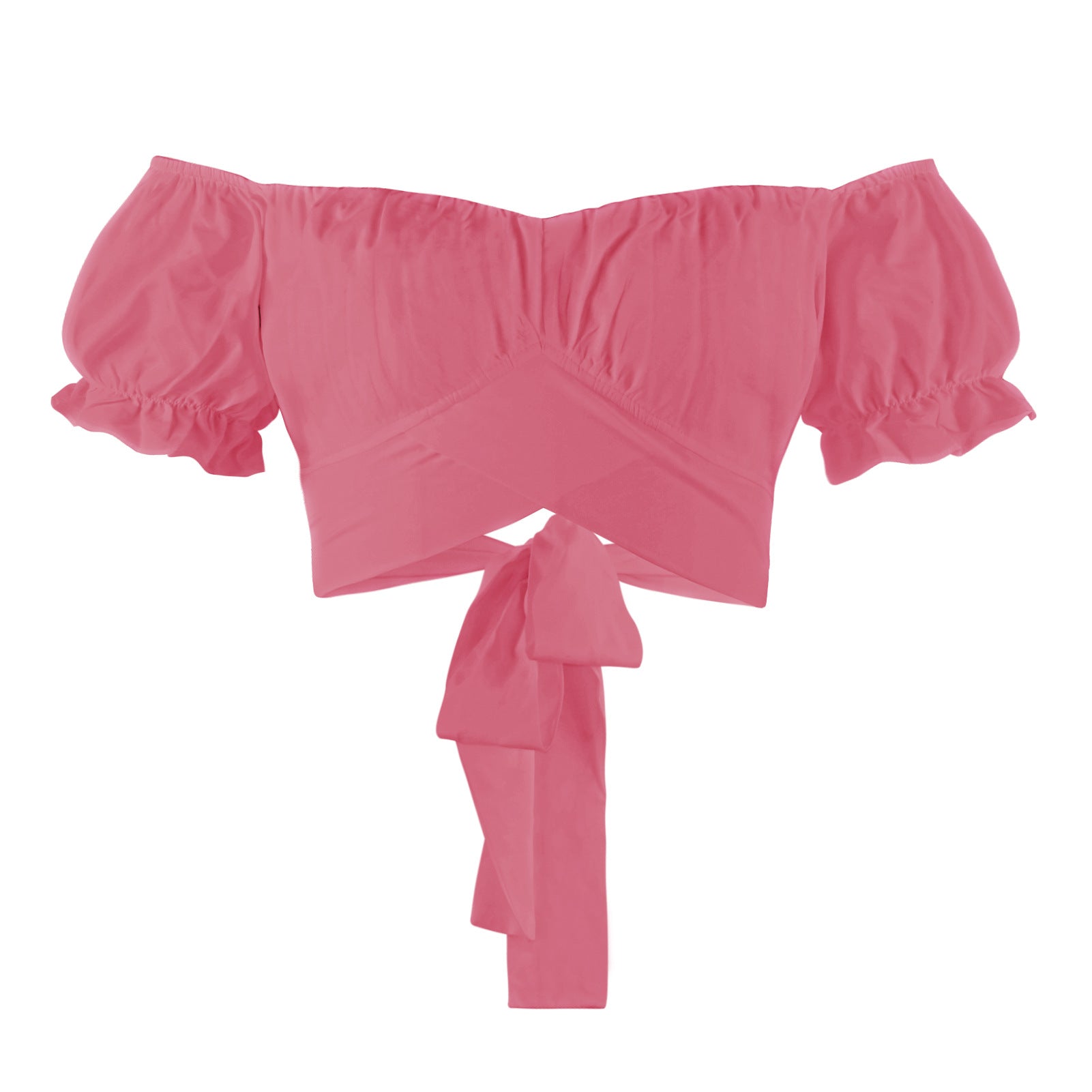 Damen Off-Shoulder Crop-Top mit Rüschärmeln und Binde-Detail Shopnory