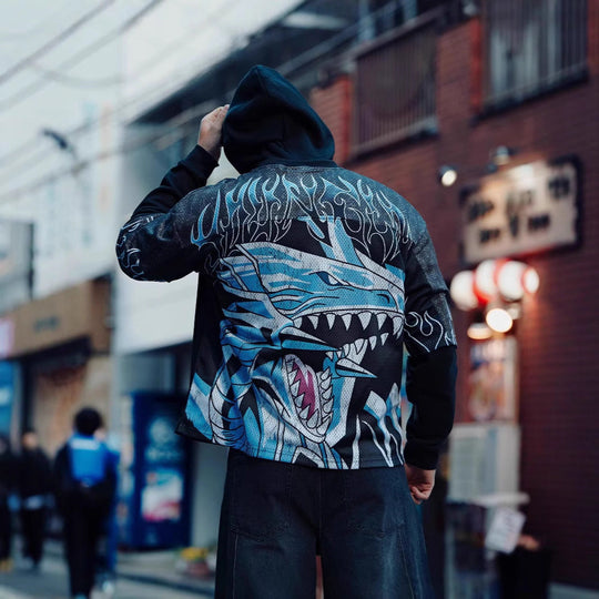 Unisex nan atmungsaktives Netz-Jersey mit großflächigem Anime-Print und V-Ausschnitt