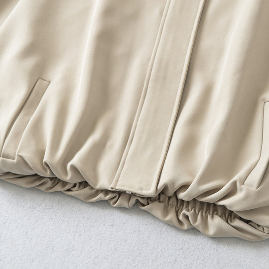 Damen Cropped Cape-Blouson mit Stehkragen, verdeckter Leiste und elastischem Saum Shop Nory