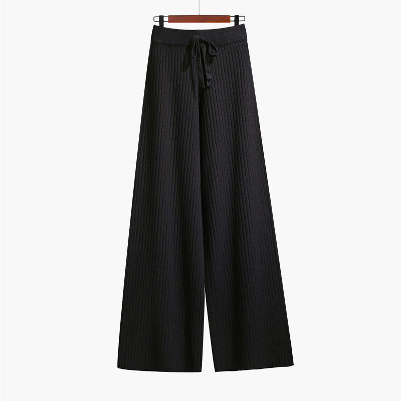 Damen Weit geschnittene Rippstrickhose mit Kordelzug Shop Nory