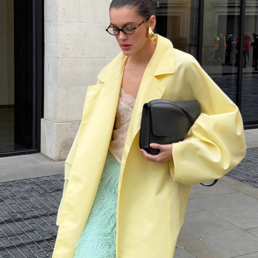 Damen Maxilanger Oversize-Mantel im Cocoon-Schnitt mit verdeckter Knopfleiste Shop Nory