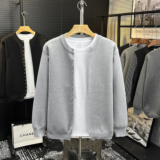 Herren Minimalistische Sweatcardigan mit verdeckter Druckknopfleiste Shop Nory