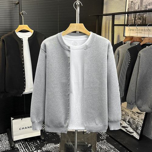 Herren Minimalistische Sweatcardigan mit verdeckter Druckknopfleiste Shop Nory